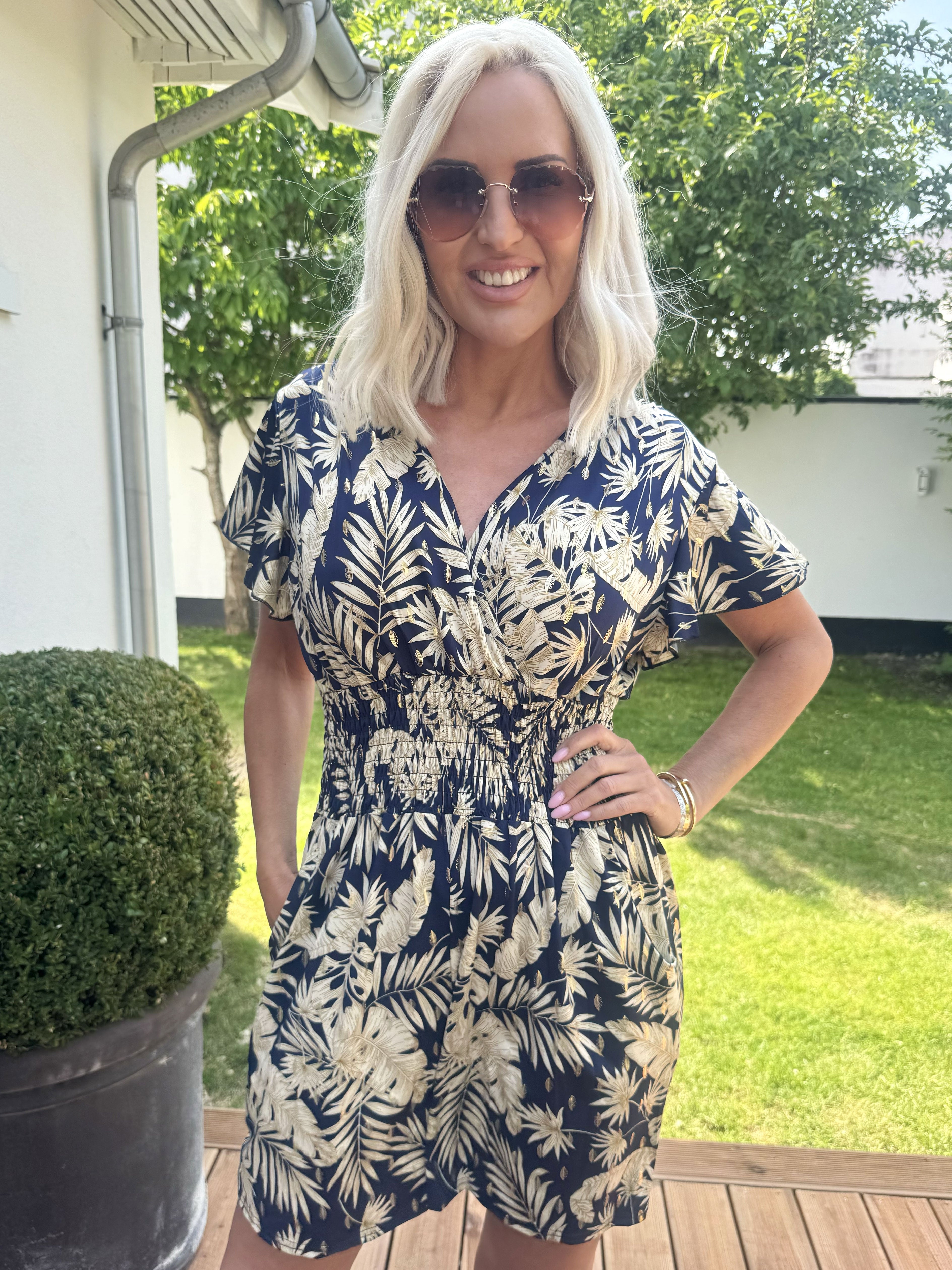 Pams Gold Leaf Playsuit - Elastisk playsuit med lommer